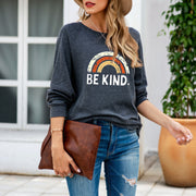 Casual Rainbow Print Crewneck Sweater
