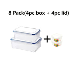 8-Piece Transparent Stackable Food Storage Container Set with Tight-Sealing Lids – Microwave, Freezer & Refrigerator Safe, Leak‑Proof, Heavy‑Duty Polypropylene