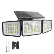 3-Head Solar Outdoor Security Light with Motion Sensor and Remote Control