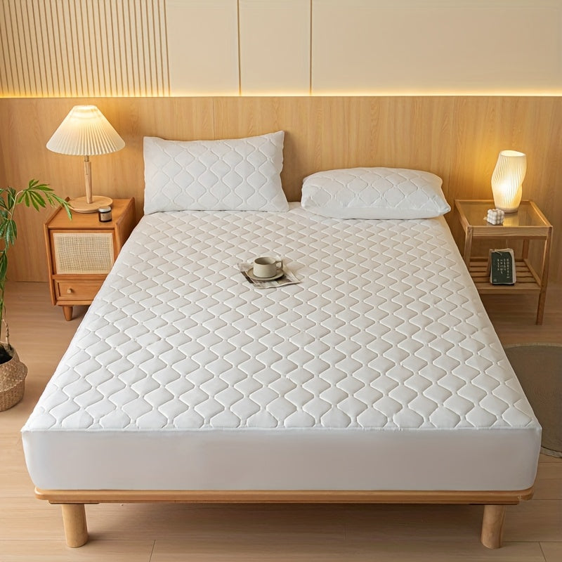 Waterproof Mattress Protector | Embossed Design Quiet Fitted Sheet Thickened Cover Single
