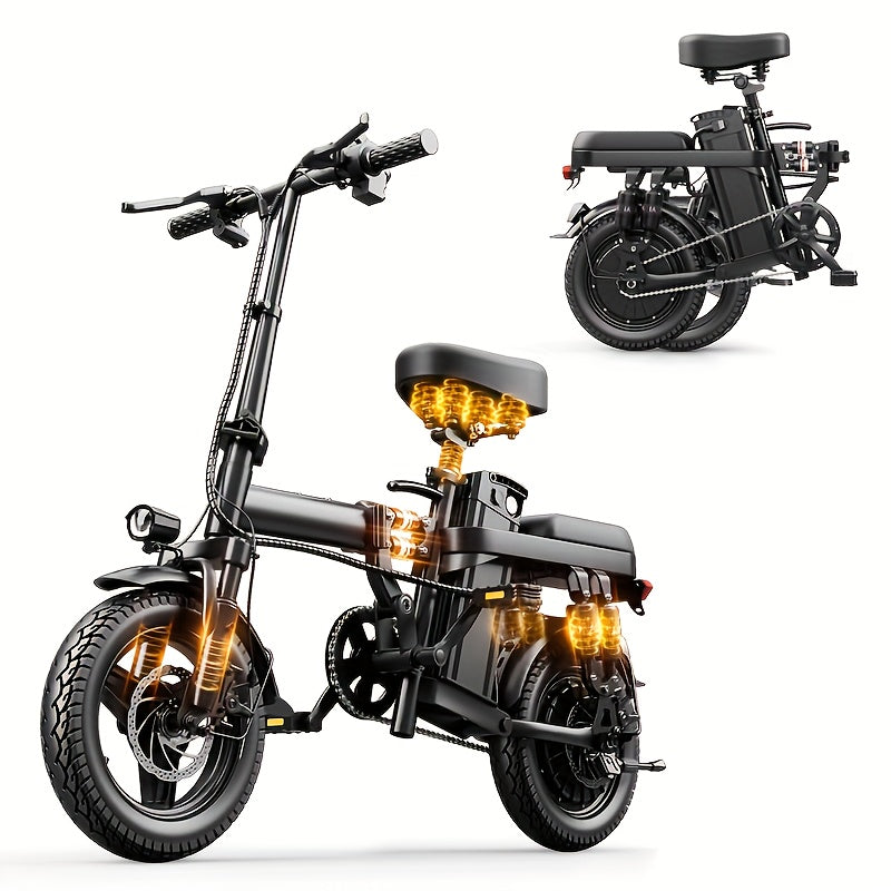 A9 Adult Electric Bicycle, 500W Folding Electric Bike Standard, 48V 15Ah Removable Lithium-ion Battery, Stylish 14-inch Commuter Folding Electric Bike, Original Charger Included