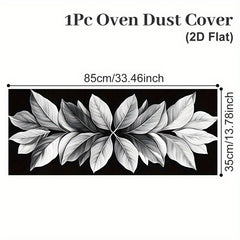 Elegant Leaf‑Pattern Oven Dust Cover – Black/White Reusable Polyester
