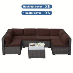 12-14 piece stretch jacquard outdoor cushion covers for patio furniture, pet-friendly and washable