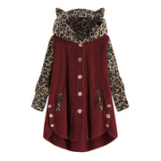 Cozy Leopard Patchwork Hooded Plush Coat