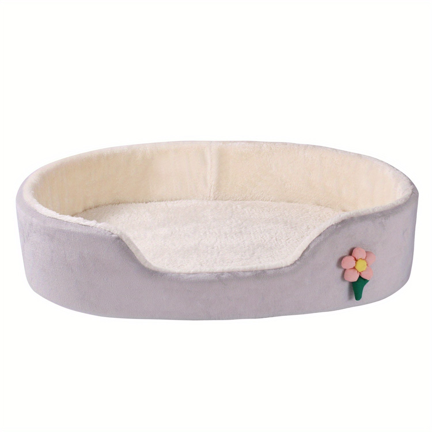 1pc Polar Fleece Oval Winter Warm Pet Bed for Small & Medium Dogs - Soft Sponge-Filled Detachable Dog Bed with Plush Cushion, Pink Cozy Bedding for Puppies, Cats & Small Breeds,