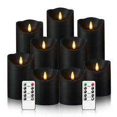 Set of 9 remote-controlled LED flameless candles with timer