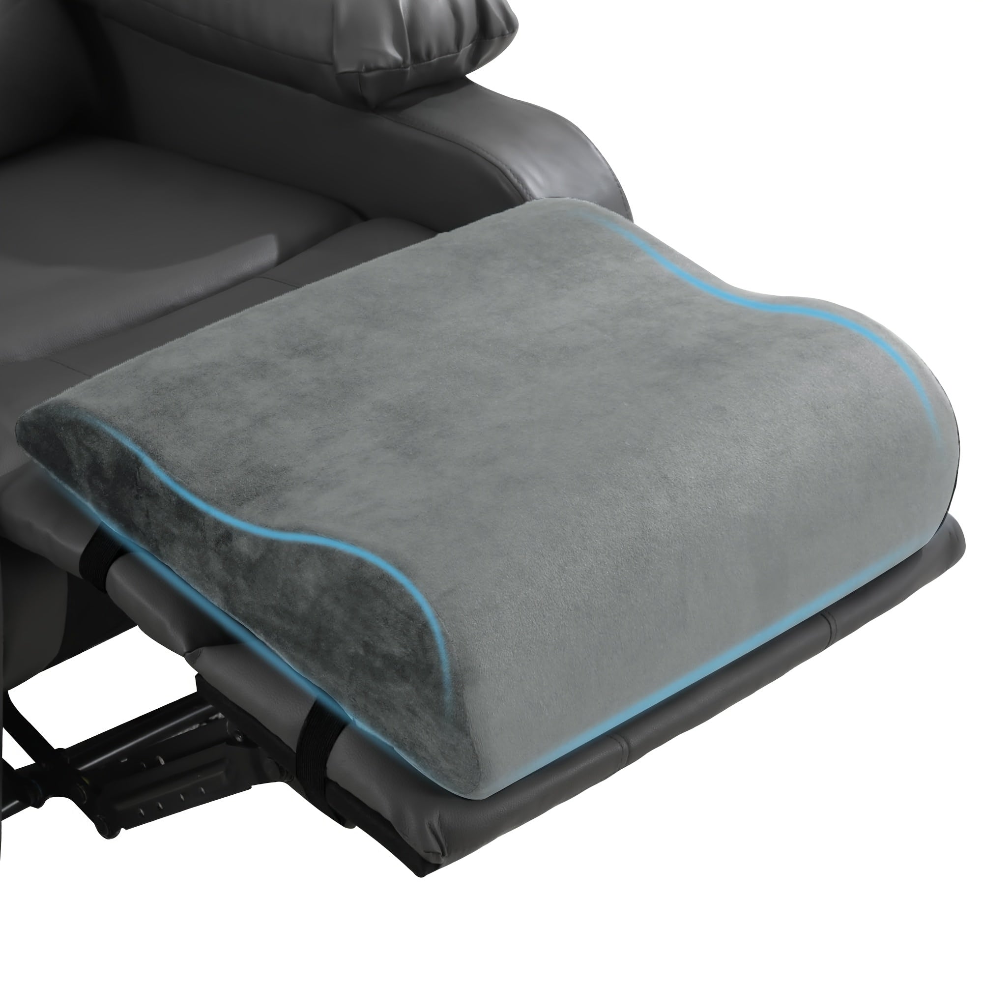 Ergonomic Recliner Leg Pillow With Lumbar Support Washable Cover Gray Black Polyurethane