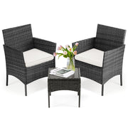 3-piece all-weather wicker patio furniture set with glass table