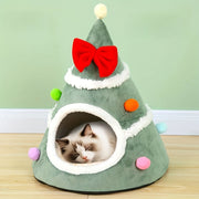 Holiday-Themed Christmas Tree Pet Bed for Small Dogs & Cats