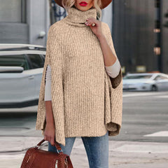 Turtleneck Fashion Cape Loose Womens Sweater