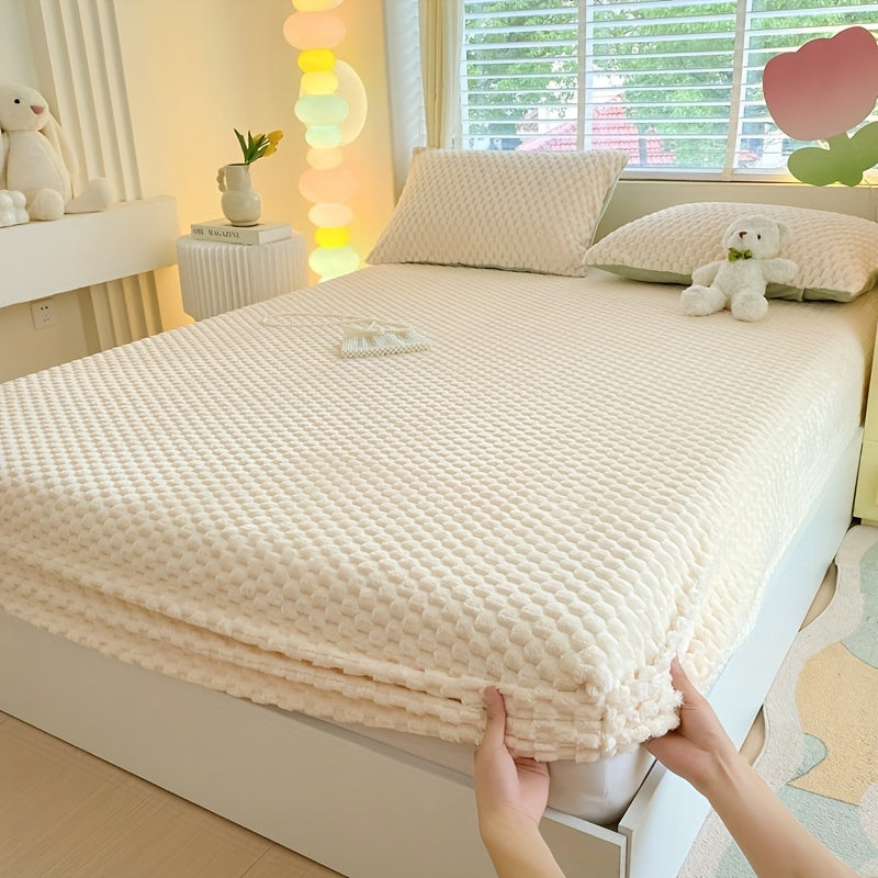 Doudou Velvet Thickened Milk Velvet Fitted Sheet Protector Cover Winter Warmth Soft