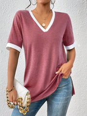 Peach Slim‑Fit Short‑Sleeve Top – 3D Detail, Versatile Style