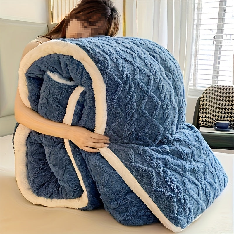 Warm Winter Plush Fleece Blanket Soft Quilted Luxury Thick Quilted Bedspread Non