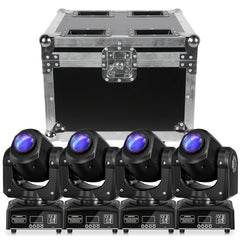 4 pcs Moving Head LED DJ Party Light with Flight Case – RGBW, 8 Patterns, Sound‑Activated Spotlights