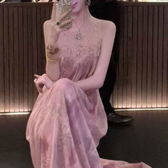 Ombre Rhinestone Mesh Patchwork A-Line Dress