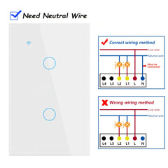 Smart Touch Light Switch with Glass Panel, White