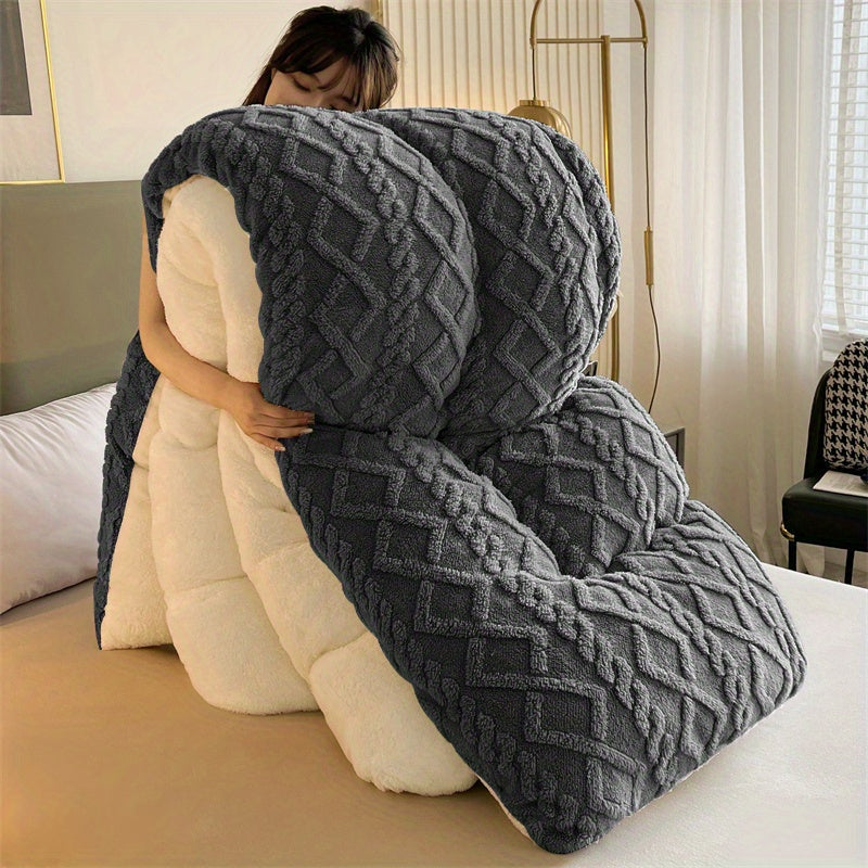 Plush Fleece Thickened Quilt Geometric Pattern Bohemian Style Velvet Core High Quality