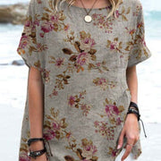Floral Print Loose Fit Plus‑Size T‑Shirt – Summer Vibes
