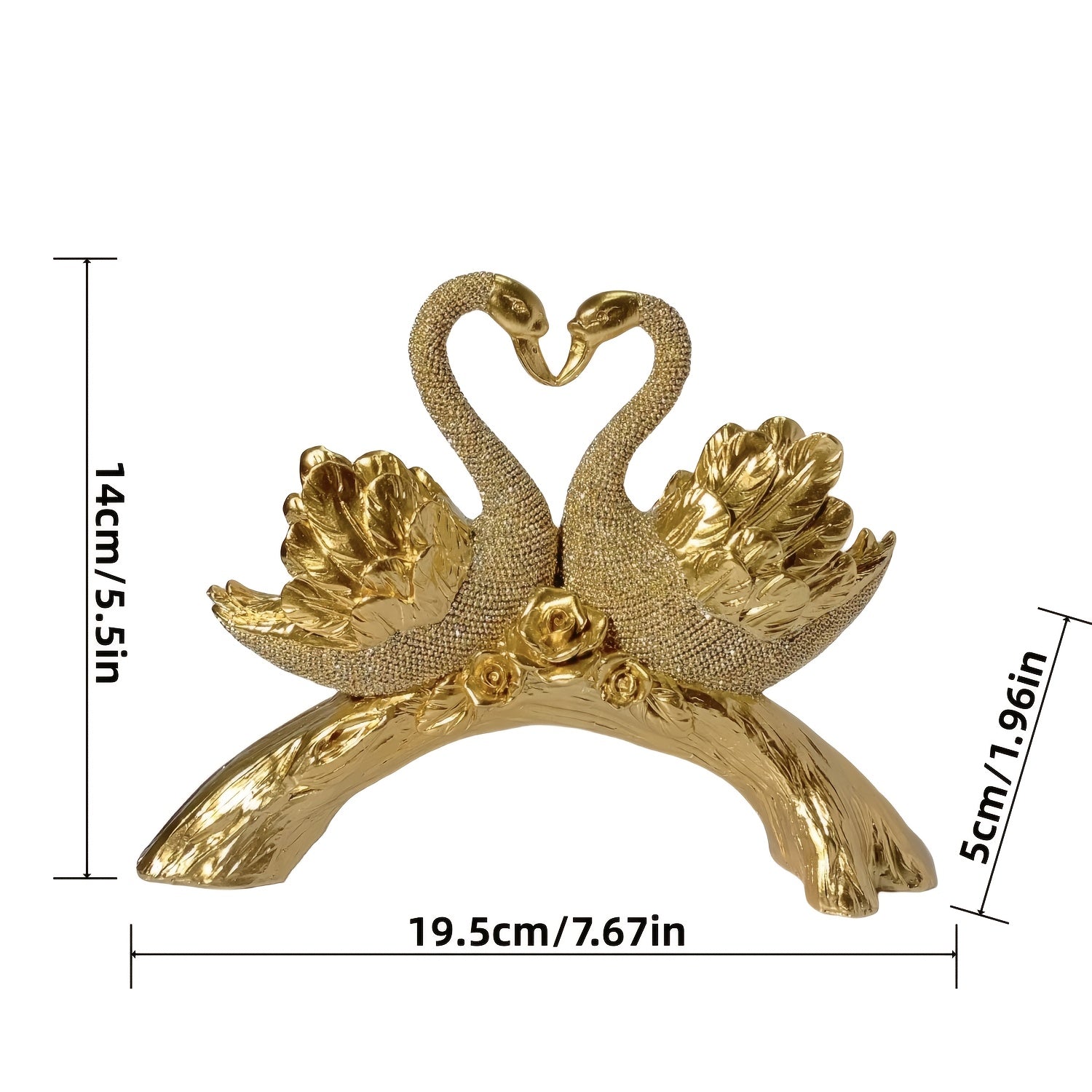 Elegant Golden Swan Couple Figurine - Beaded Resin Decor, Ideal for Wedding & Engagement Gifts, Perfect for Living Room, Coffee Table, Bookshelf Accent, Romantic Home Decoration, Wedding Gifts