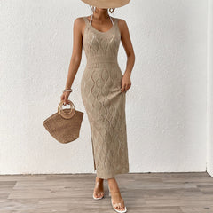 Women's Long Crochet-Knit Beach Camisole Dress