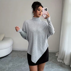 Womens Elegant Asymmetric Knitted Sweater