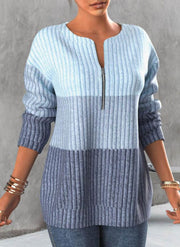 Color-Block Stand Collar Zip Sweatshirt