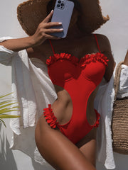 Women's Casual Solid Color One-Piece Bikini Swimsuit