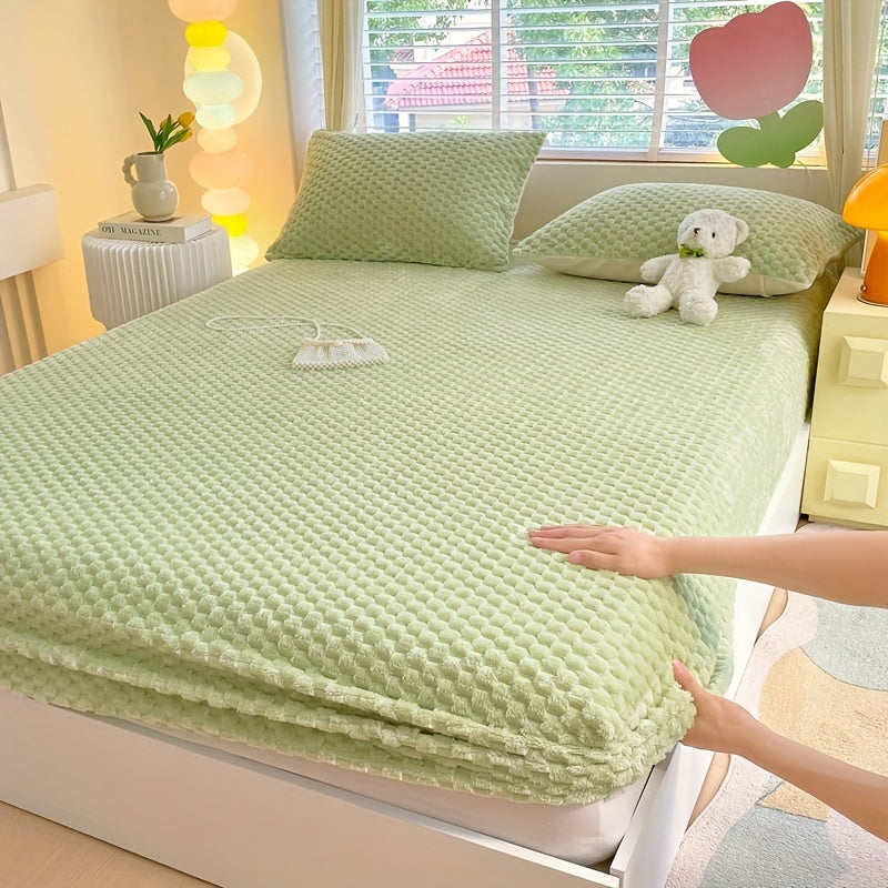 Doudou Velvet Thickened Milk Velvet Fitted Sheet Protector Cover Winter Warmth Soft