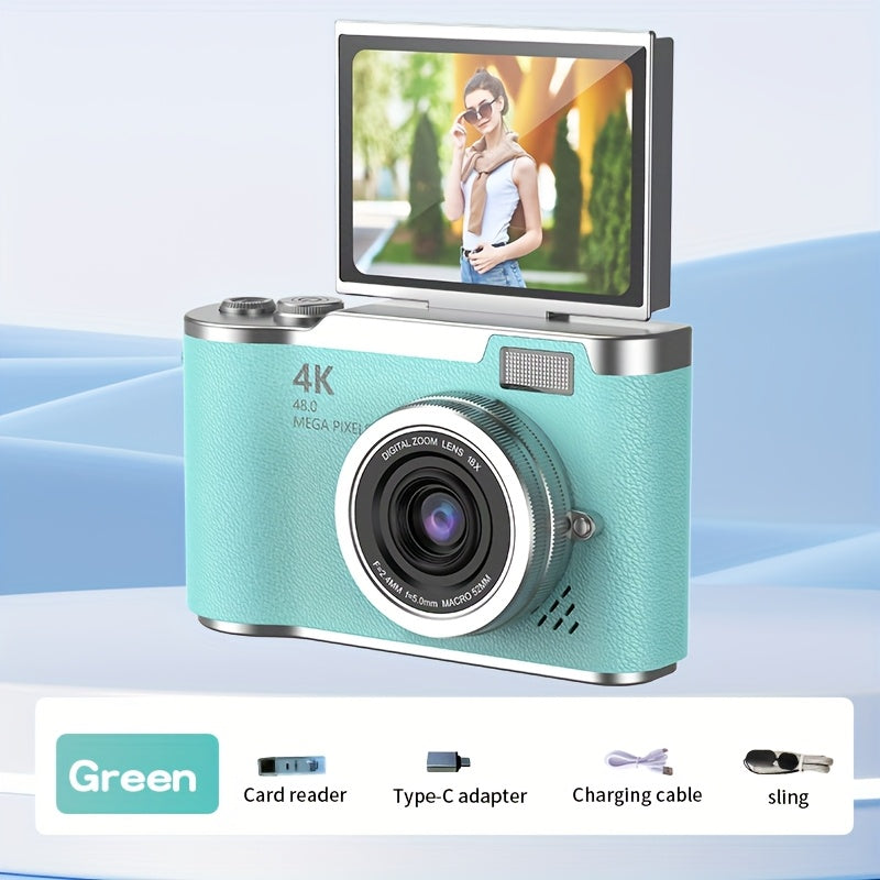 4K HD Digital Camera with 2.4-Inch Flip Screen, Professional Camcorder for Vlogging and Photography – Perfect Beginner's Gift for Thanksgiving & Christmas Holidays