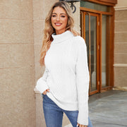 Women's Solid Color Knitted Turtleneck Twist Sweater