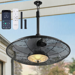 Outdoor Ceiling Fan with Lights, IP54 Waterproof, Remote Control, Timer, Smart App, Reversible Motor, 6 Speeds, 3‑Light CCT