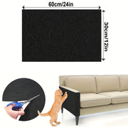Self-adhesive grey cat scratching mat for furniture protection