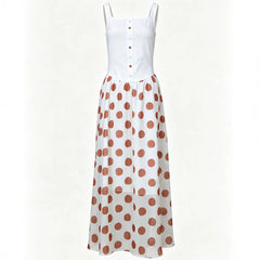 Polka Dot Chiffon Waist-Cinching Strapless Midi Dress