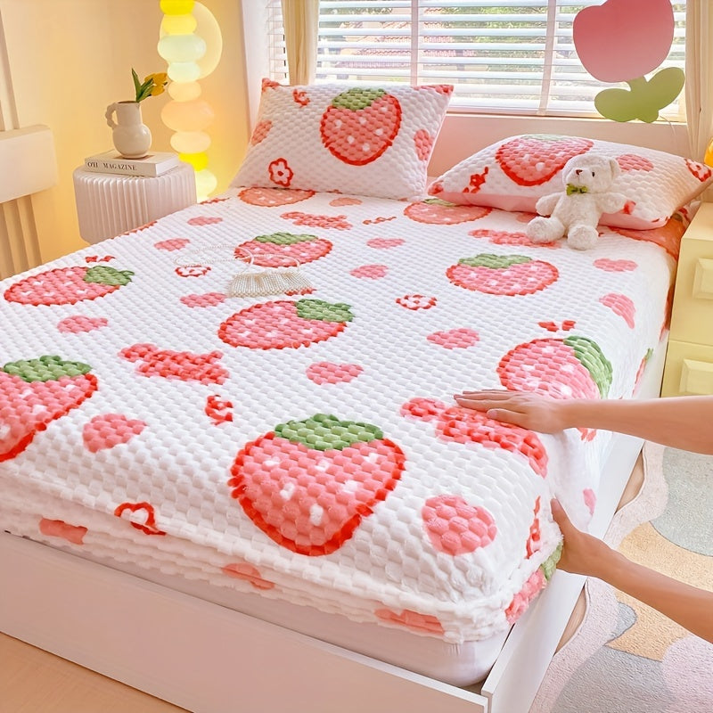 Doudou Velvet Thickened Milk Velvet Fitted Sheet Protector Cover Winter Warmth Soft