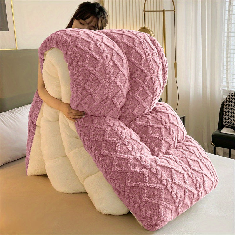 Plush Fleece Thickened Quilt Geometric Pattern Bohemian Style Velvet Core High Quality