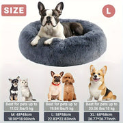 Round warm dog bed nest with flannel lining for small to medium pets