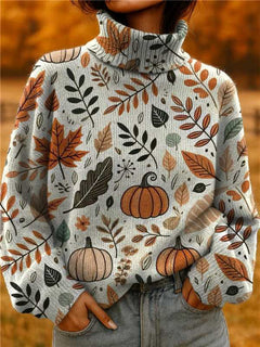Women's Christmas Printed Turtleneck Sweater