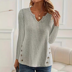Simple Solid Color Casual Knitted Button Sweater