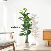 4 to 6 foot tall artificial fiddle leaf fig tree with white planter