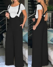 Summer Women's Solid Color Suspender Pants