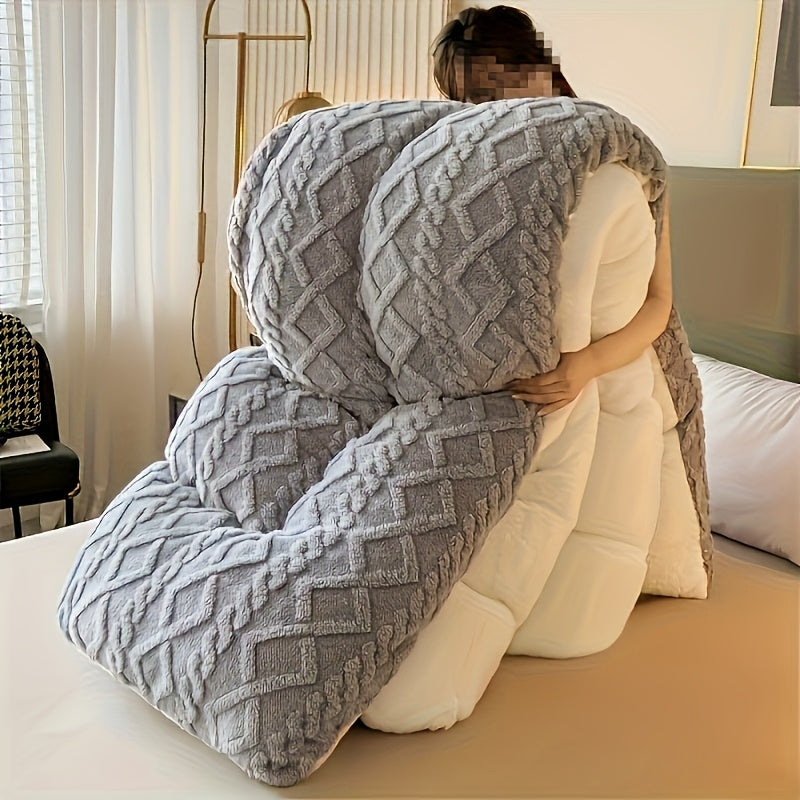 Warm Winter Plush Fleece Blanket Soft Quilted Luxury Thick Quilted Bedspread Non
