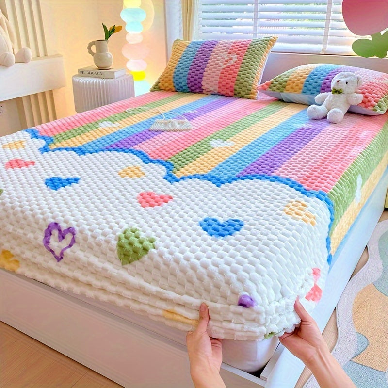 Doudou Velvet Thickened Milk Velvet Fitted Sheet Protector Cover Winter Warmth Soft