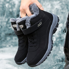 Youth Fleece-Lined Snow Boots with Hook-and-Loop Closure, Lightweight Comfortable Hiking Shoes
