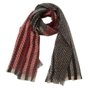 Red Gray Striped Scarf for Sun Protection