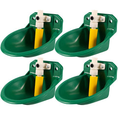 Set of four automatic self-filling water bowls for livestock and pets