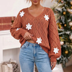 Cartoon Christmas Knitted Argyle Jacquard Sweater