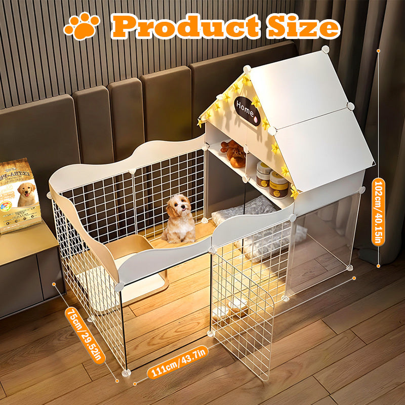 Luxury Villa Pet Fencing Luxury Villa Pet Fencing with Roofed Dog House | Pet Beds, Supplies & Accessories - Summer Special Offers