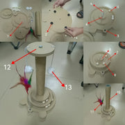 Interactive cat scratching tower with jute and ball track for self-entertainment