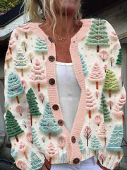Cardigan Sweater Coat Single Row Button Sweater Printing