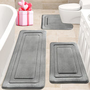 3-piece memory foam bath mat set with U-shaped toilet design